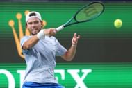 World No. 69 Kovacevic hits a forehand | Image Source: Getty